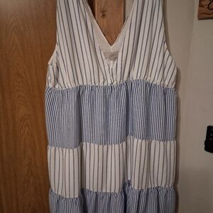 LOFT Light Blue and White Dress